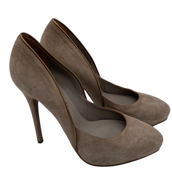 Ralph Lauren Purple Label Nude Bellaire Offpuk Pbr Kidsuede Pumps Size 7.5B EUC - Picture 1 of 9